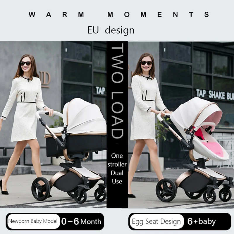 AULON Luxury Baby Stroller 3 in 1 Bassinet Pram With Car Seat Carriage Big Wheel For Snow 0-36 Months Kids | Мать и ребенок