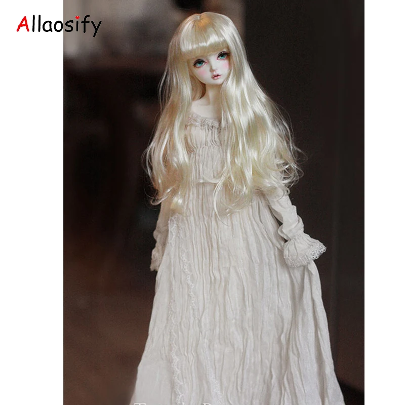 Allaosify высокотемпературный Шелковый bjd парик для куклы воздушная челка длинная