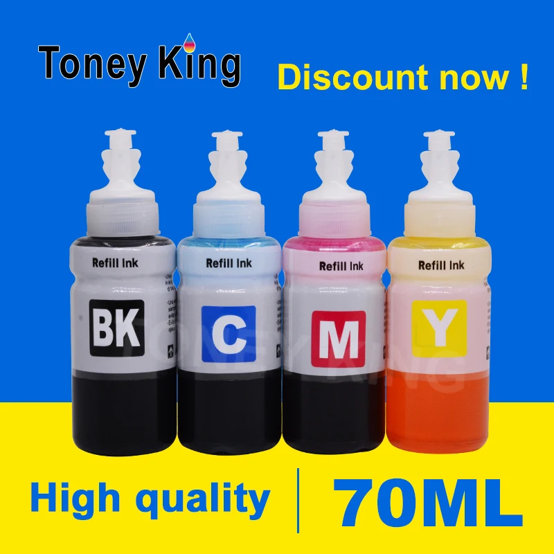 Toney King 70ml Dye Ink Refill For Printer For Epson T664 T6641 T6642 T6643 T6644 Cartridge L312 L350 L351 L355 L360 L362 L366
Toney King 70ml Dye Ink Refill For Printer For Epson T664 T6641 T6642 T6643 T6644 Cartridge L312 L350 L351 L355 L360 L362 L366