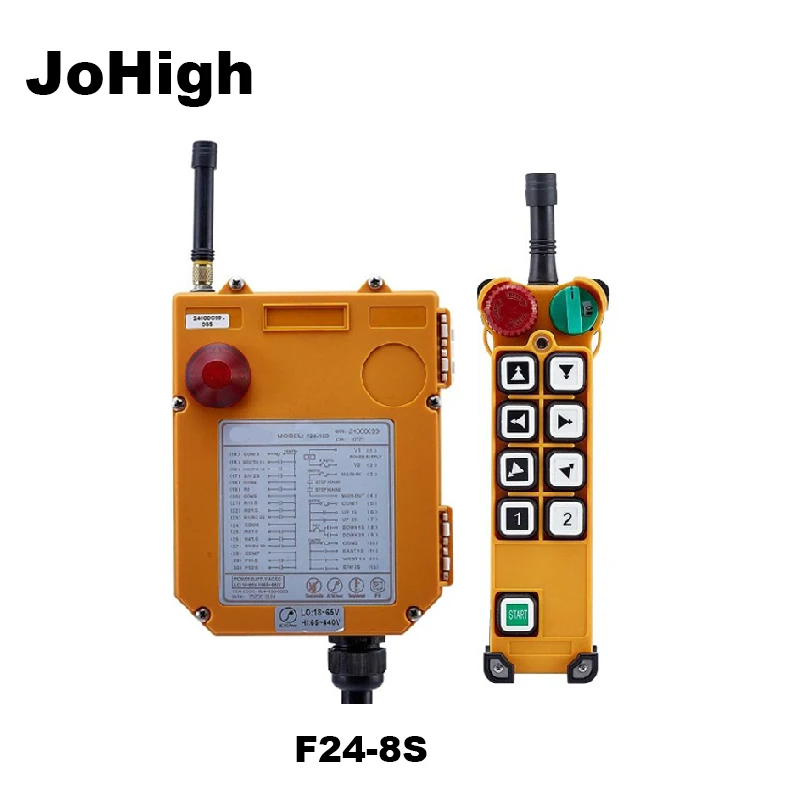 JoHigh Crane Wireless Remote Control 220v F24-8S Single Speed 315Mhz 1 transmitter+ 1 receiver
JoHigh Crane Wireless Remote Control 220v F24-8S Single Speed 315Mhz 1 transmitter+ 1 receiver