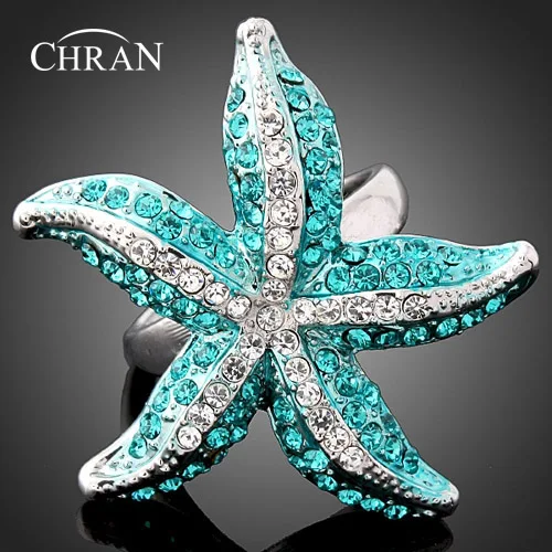 CHRAN Silver Plated Brand Ladies Ring Elegant Starfish Shape Promised Crystal Rings for Women Size 7-10
CHRAN Silver Plated Brand Ladies Ring Elegant Starfish Shape Promised Crystal Rings for Women Size 7-10