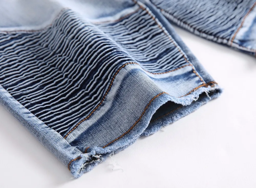 QUANBO 2019 Summer New Biker Moto Mens Denim Shorts Fashion Pleated Zipper Slim Fit Men Jeans Shorts Big size 40 42 Brand
QUANBO 2019 Summer New Biker Moto Mens Denim Shorts Fashion Pleated Zipper Slim Fit Men Jeans Shorts Big size 40 42 Brand