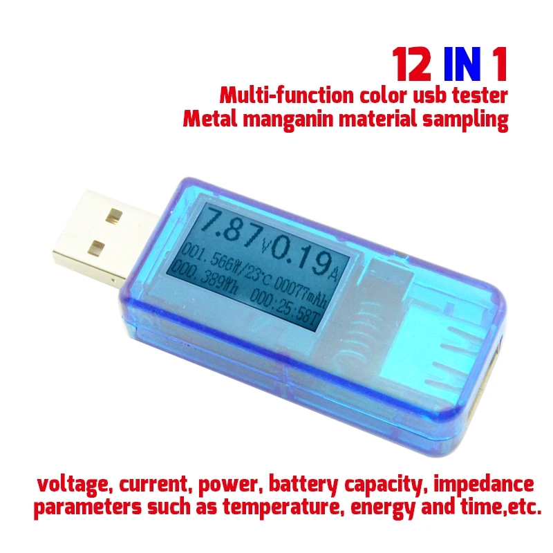 12 в 1 Usb Тестер Dc Цифровой вольтметр измеритель напряжения тока Амперметр