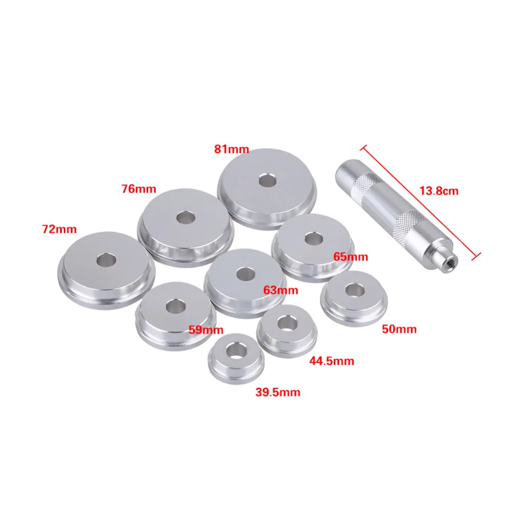 10Pcs/sets Professional Wheel Aluminium Bearing Race Seal Driver Set Wheel Bearing Tool Set Durable Local Quick Shipping
10Pcs/sets Professional Wheel Aluminium Bearing Race Seal Driver Set Wheel Bearing Tool Set Durable Local Quick Shipping