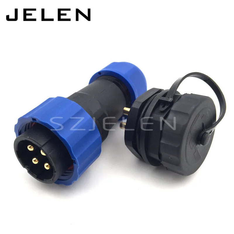 

SD20 IP68 waterproof connector 4pin plug and socket, power wire male to female panel mount connector , Rated current 25A