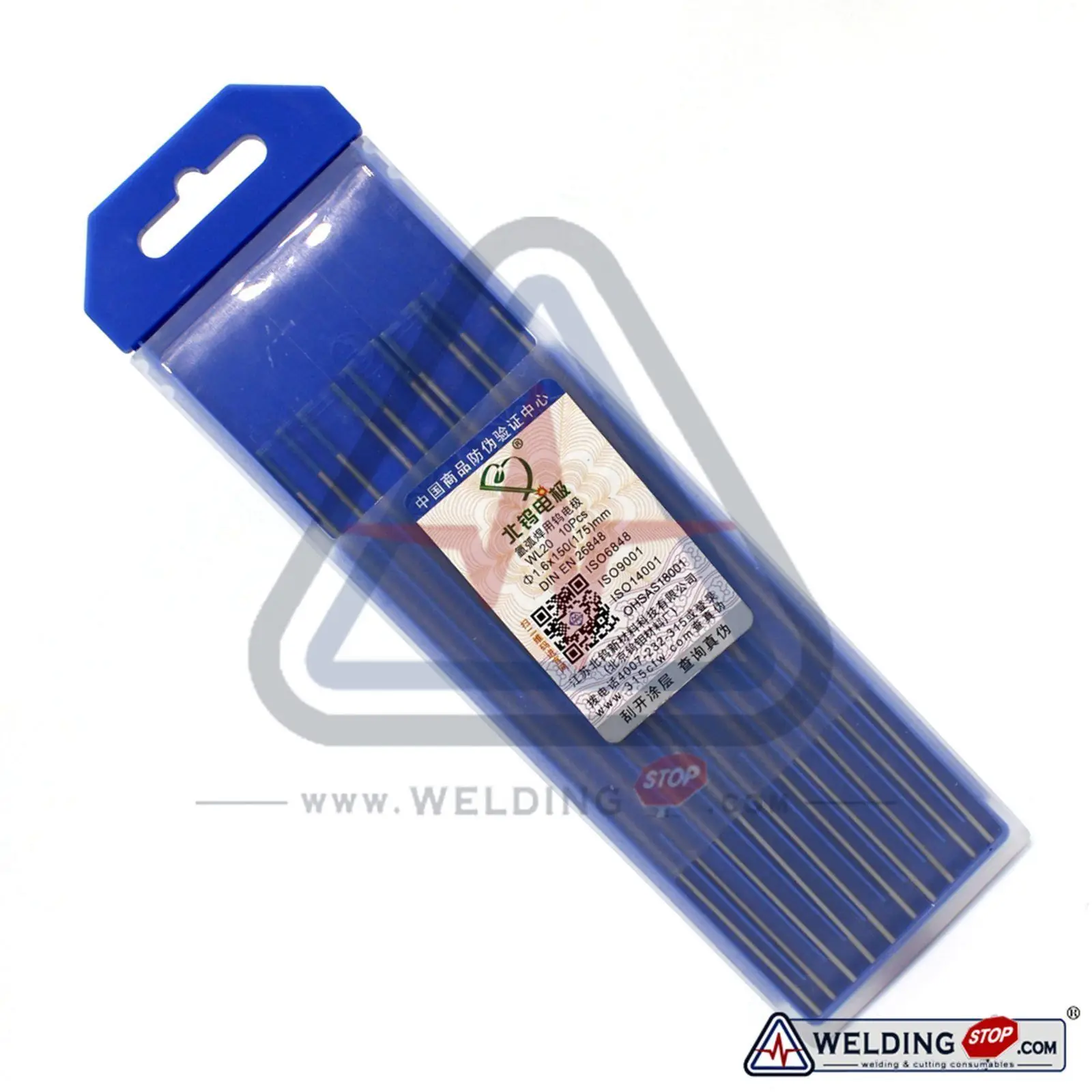WL20 TIG Welding Tungsten Electrode 2% Lanthanated 1.6 X 150mm 1/16"x6"Blue PK10
WL20 TIG Welding Tungsten Electrode 2% Lanthanated 1.6 X 150mm 1/16"x6"Blue PK10