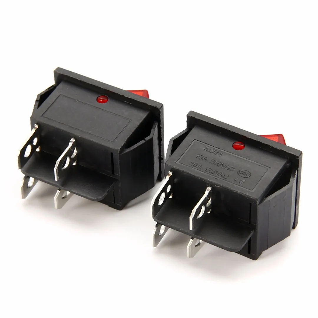 5Pcs Plastic Red Illuminated Light Rocker Switch with 4 Pin ON/OFF 2 Position 16A/250V 20A/125V KCD4-201 For Electric Equipement
5Pcs Plastic Red Illuminated Light Rocker Switch with 4 Pin ON/OFF 2 Position 16A/250V 20A/125V KCD4-201 For Electric Equipement