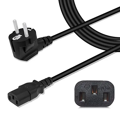 

EU Plug 1.5M (5FT) 3 PIN Power Cord Cable Lead For Laptop PC Adapter Computer Monitors Projectors Printers and More