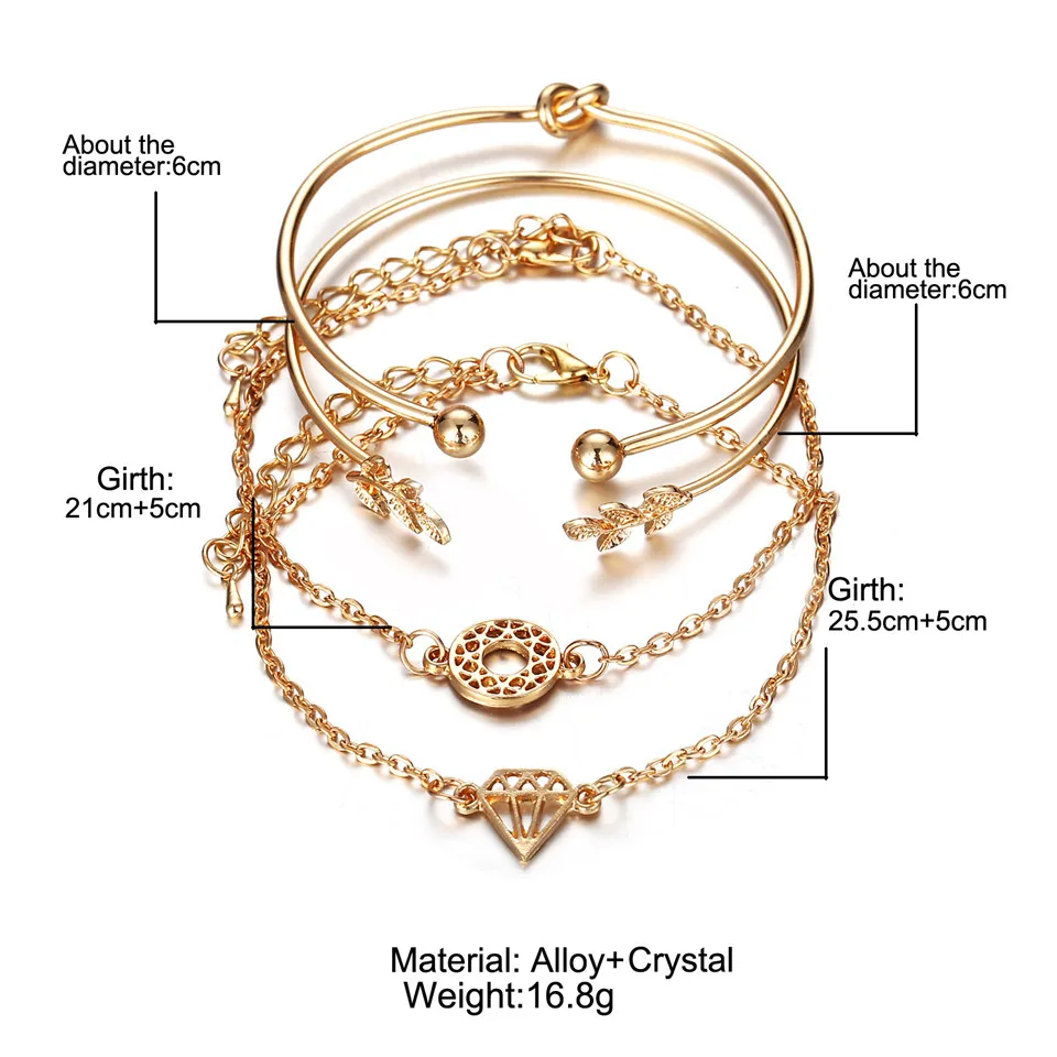 4 Pcs Bracelets a Lot for Women Boho Gold Color Leaf Multilayer Chain Cuff Charms Bangle and Bracelet armbandjes dames joyeria
4 Pcs Bracelets a Lot for Women Boho Gold Color Leaf Multilayer Chain Cuff Charms Bangle and Bracelet armbandjes dames joyeria
