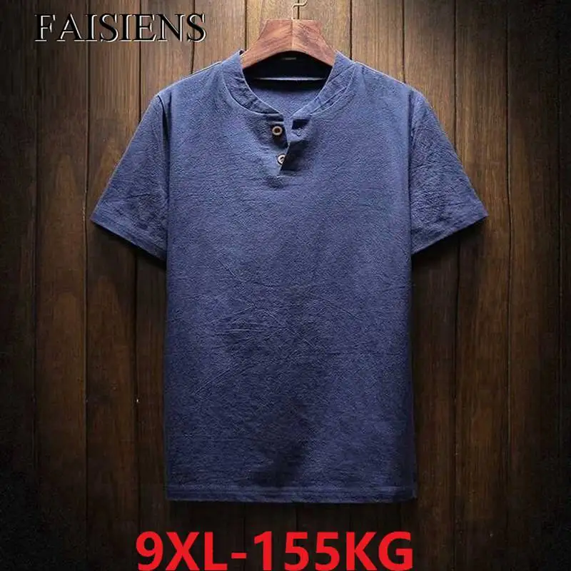 FAISIENS Summer Linen Plus Size 8XL 9XL Big Mens T-Shirt Short Sleeve V-Neck Tees 5XL 7XL Vintage 150KG Navy Blue Tshirt Tops
FAISIENS Summer Linen Plus Size 8XL 9XL Big Mens T-Shirt Short Sleeve V-Neck Tees 5XL 7XL Vintage 150KG Navy Blue Tshirt Tops
