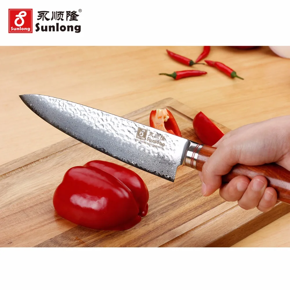 Ножи шеф-повара Sunlong, 8 дюймов, Gyuto, японские VG10, ручка из Дамасского натурального розового дерева
Ножи шеф-повара Sunlong, 8 дюймов, Gyuto, японские VG10, ручка из Дамасского натурального розового дерева