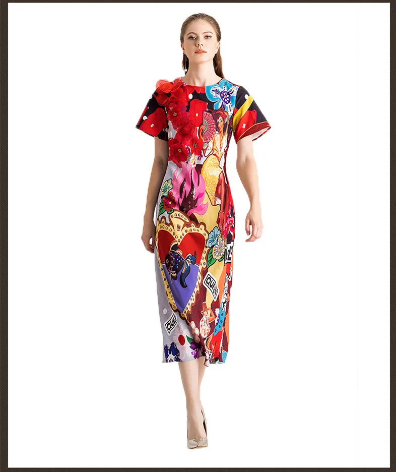 New arrival women elegant dress 2019 spring summer runways flower applique print dress party dress D913
New arrival women elegant dress 2019 spring summer runways flower applique print dress party dress D913