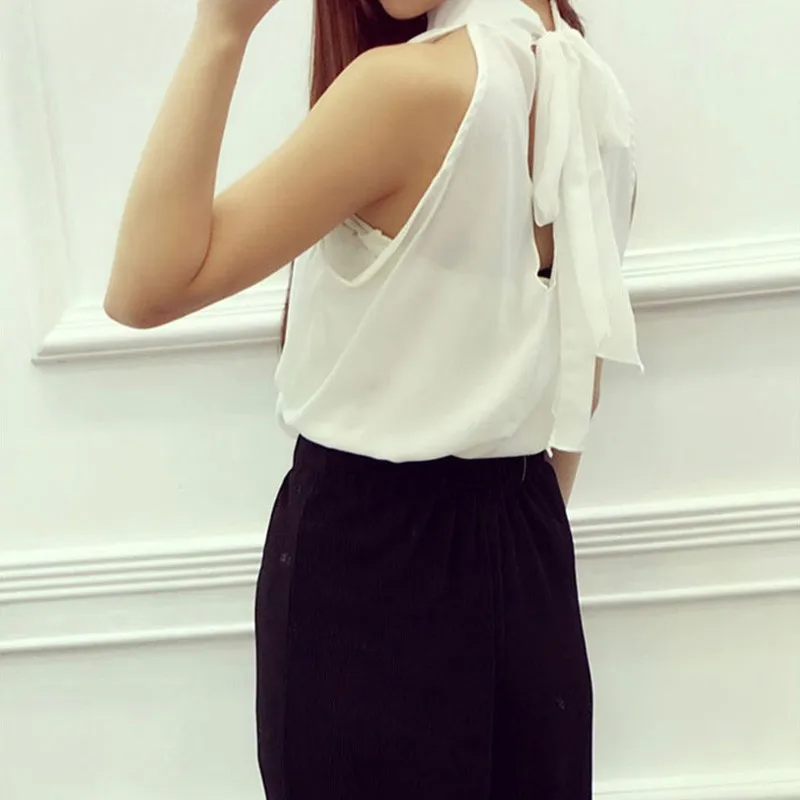 Fashion Chiffon Halter Sleeveless Women Blouses Faux Pearl Stand Collar Shirts Tops Y6
Fashion Chiffon Halter Sleeveless Women Blouses Faux Pearl Stand Collar Shirts Tops Y6