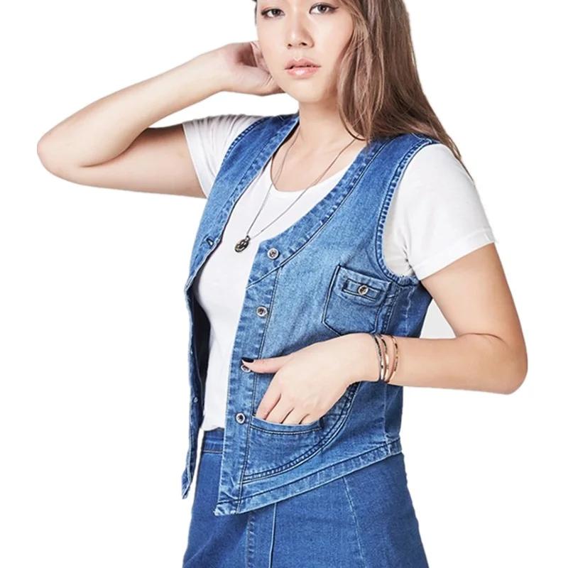 For 80-200 Pounds Of Women Denim Vest 98% Cotton Female Vest Short Denim Vest Sleeveless Jacket 2020 Veste Femme Denim Waistcoat
For 80-200 Pounds Of Women Denim Vest 98% Cotton Female Vest Short Denim Vest Sleeveless Jacket 2020 Veste Femme Denim Waistcoat