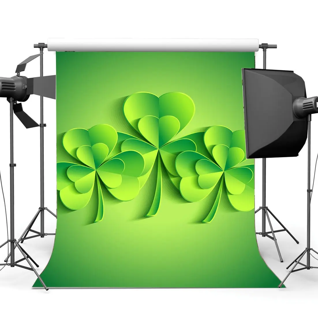 

Lucky Irish Shamrock Backdrop Happy St Patrick's Day Backdrops Green Four-leaf Clover Photography Background