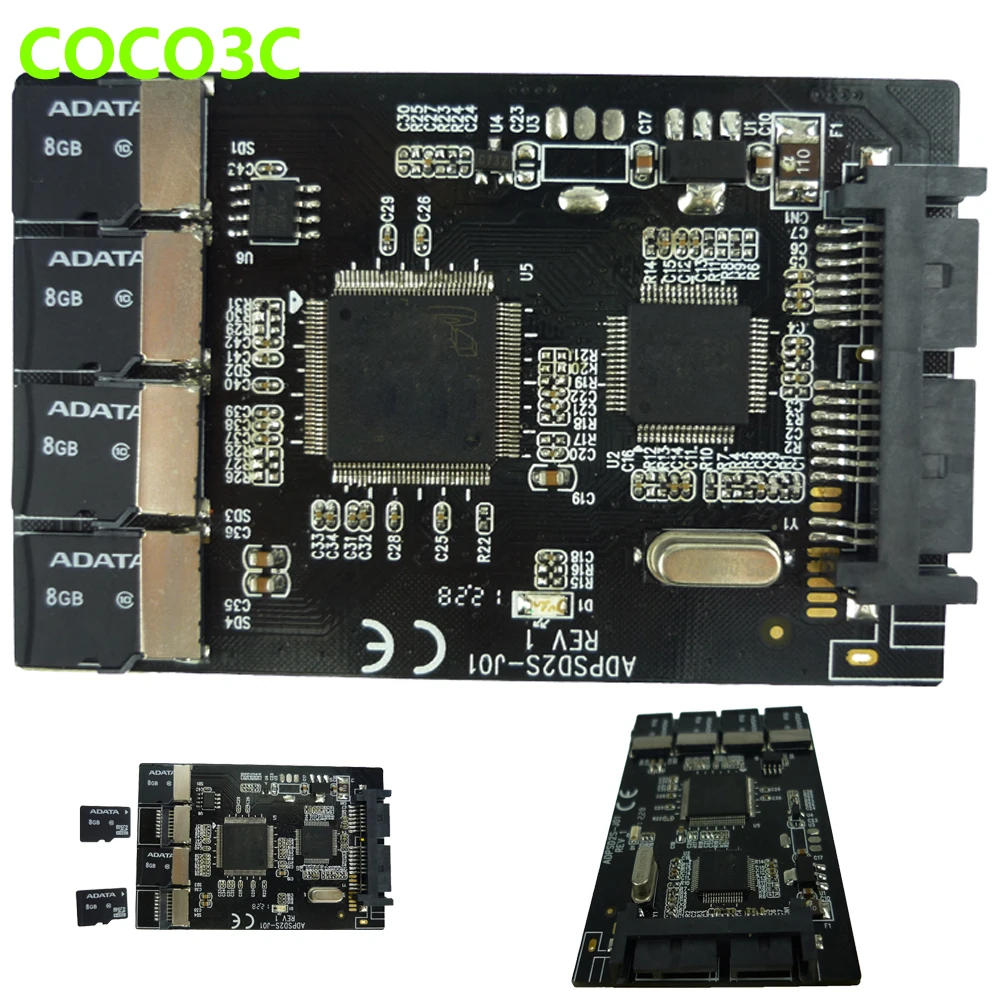 Бесплатная доставка мульти Micro SD карта к SATA адаптер 1 8 "hdd чехол с RAID 4 TF 16 pin