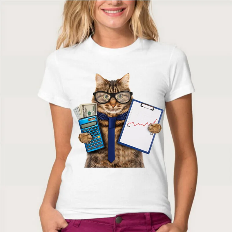 Новые летние модные женские топы футболка с принтом очков кошек хипстерские