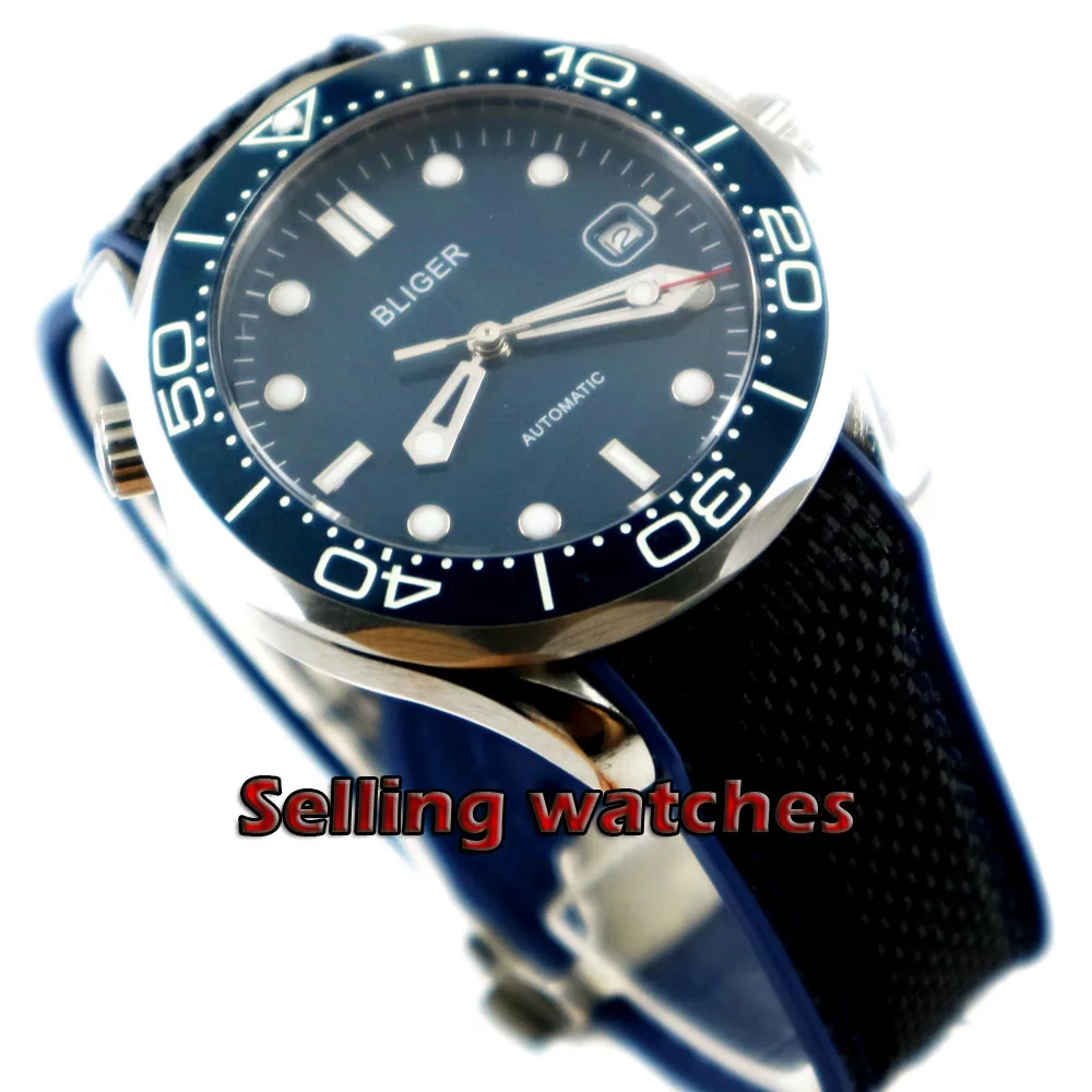 41mm bliger Blue dial Luminous blue ceramic bezel Sapphire Glass Automatic Wristwatches date Mechanical mens watch
41mm bliger Blue dial Luminous blue ceramic bezel Sapphire Glass Automatic Wristwatches date Mechanical mens watch