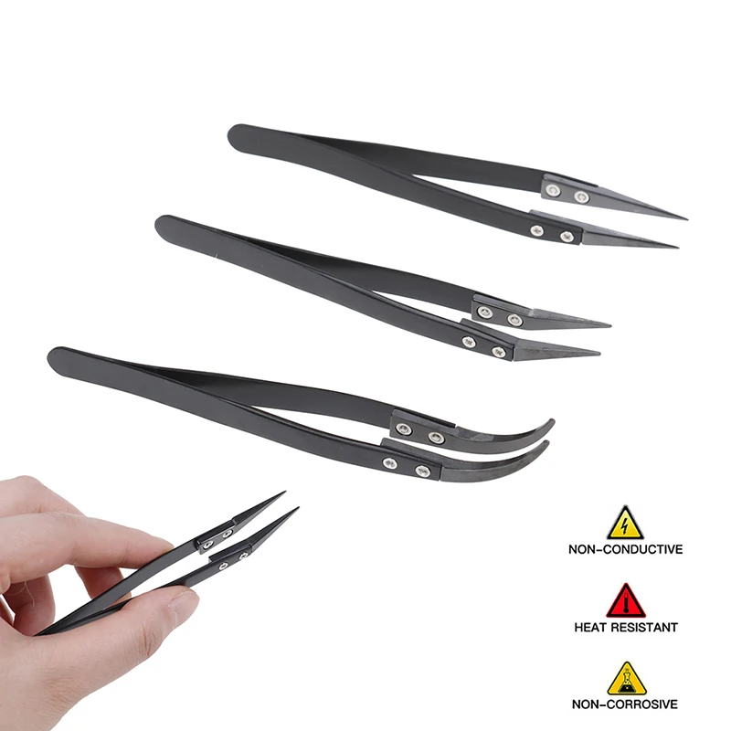 1PC Stainless Steel Black Ceramic Tweezers For Electronics Soldering Repair Tools
1PC Stainless Steel Black Ceramic Tweezers For Electronics Soldering Repair Tools