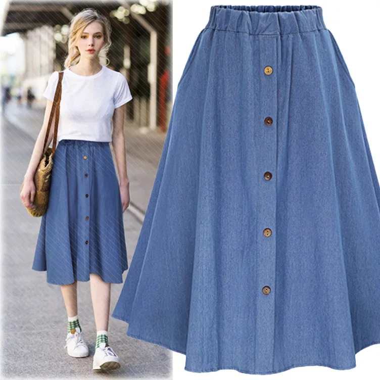 Manubeau Women Denim Jeans Skirts 2019 Summer Autumn Casual High Elastic Waist A line Skirt Streetwear Midi Pleated Skirt Female
Manubeau Women Denim Jeans Skirts 2019 Summer Autumn Casual High Elastic Waist A line Skirt Streetwear Midi Pleated Skirt Female