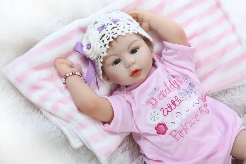 

22" silicone reborn dolls toys lifelike adorable girl princess newborn babies dolls children gift bonecas NPK new design