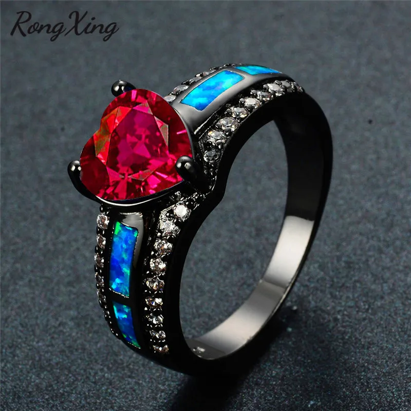 Женские винтажные кольца RongXing розово-красные с цирконом и голубым огненным