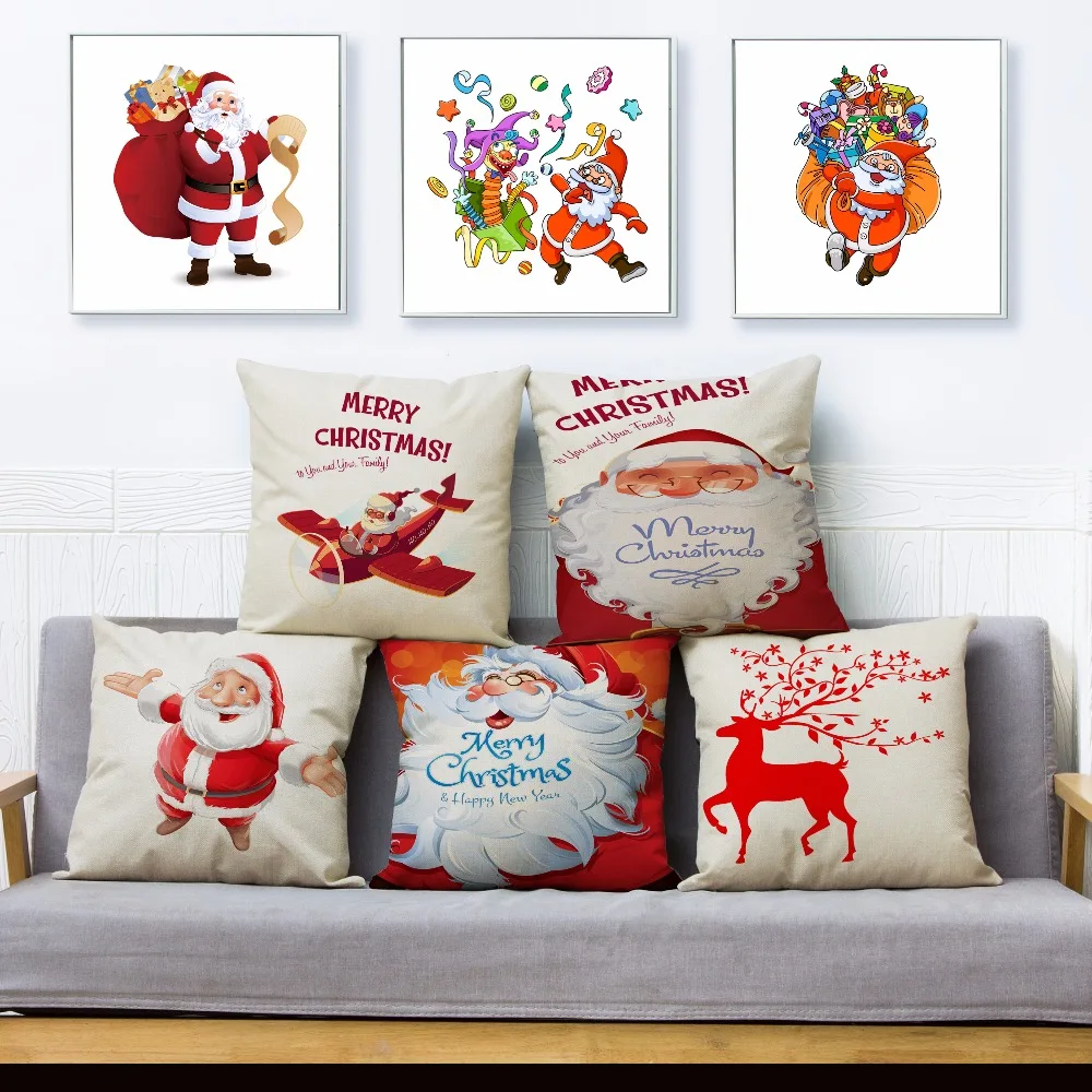 Christmas Pillow Cover Cartoon Santa Print Cushion Cover 45*45cm Square Linen Throw Pillows Cases Sofa Home Decor Cushion Covers
Christmas Pillow Cover Cartoon Santa Print Cushion Cover 45*45cm Square Linen Throw Pillows Cases Sofa Home Decor Cushion Covers
