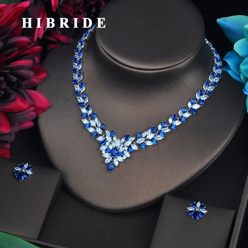 HIBRIDE Sparkling Marquise Cut Blue CZ Dubai Jewelry Sets For Women Necklace Set Wedding Dress Accessories Party Show Gift N-478
HIBRIDE Sparkling Marquise Cut Blue CZ Dubai Jewelry Sets For Women Necklace Set Wedding Dress Accessories Party Show Gift N-478