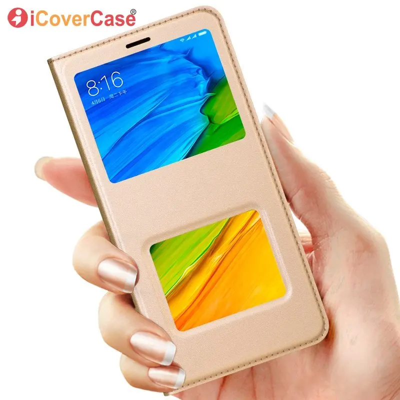 Чехол с окошком для Xiaomi Redmi 5 чехол из искусственной кожи откидной крышкой Plus