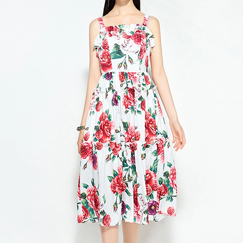 XF Summer Dress 2019 Casual Women'S Sexy Strap Dress Rose Flower Print High Waist Wrapped Chest Beach Leisure Holiday Dresses
XF Summer Dress 2019 Casual Women'S Sexy Strap Dress Rose Flower Print High Waist Wrapped Chest Beach Leisure Holiday Dresses