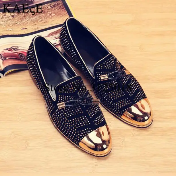 Black Suede Men Party Wedding Ventilation Casual Studded Shoes Sapato Masculino Metal Toe Men'S Flat Loafers Smoking Shoes
Black Suede Men Party Wedding Ventilation Casual Studded Shoes Sapato Masculino Metal Toe Men'S Flat Loafers Smoking Shoes