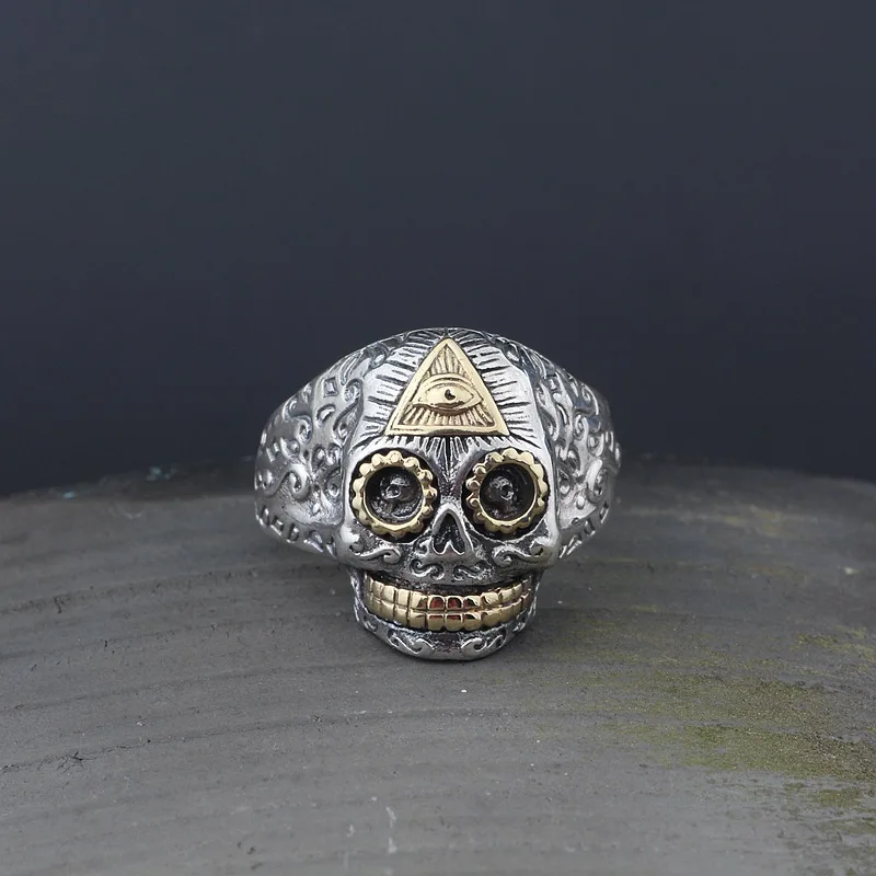 Gothic Punk Style Silver 925 God Eye Sugar Skull Rings For Men Wide Cuff Band 925 Sterling Silver Mens Jewelry Top Fashion Man
Gothic Punk Style Silver 925 God Eye Sugar Skull Rings For Men Wide Cuff Band 925 Sterling Silver Mens Jewelry Top Fashion Man