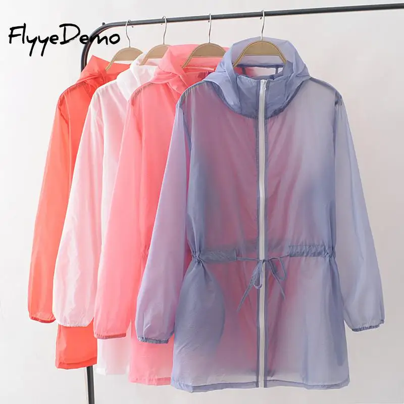 Summer Thin White Hooded Sunproof Cardigan Beach Blouse Sunscreen See Through Basic Jacket Coat Women Girl Bigger Oversize | Женская