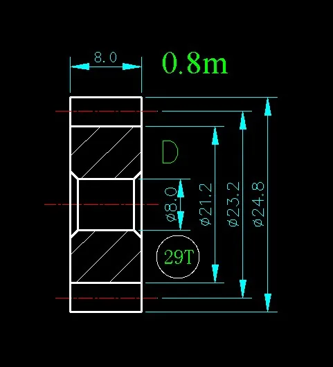 0.8m 29T/Hole 4mm 5mm 6mm 8mm/width 8mm/For Meat Grinder Parts etc.