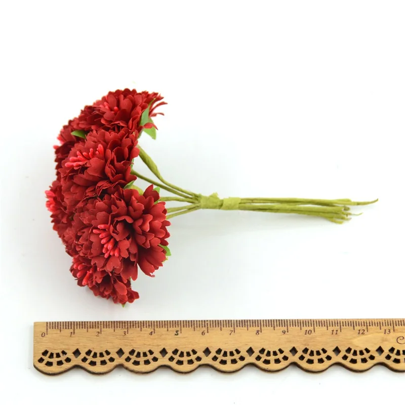 6 шт./лот миниатюрный букет из искусственных шелковых цветов розы для украшения