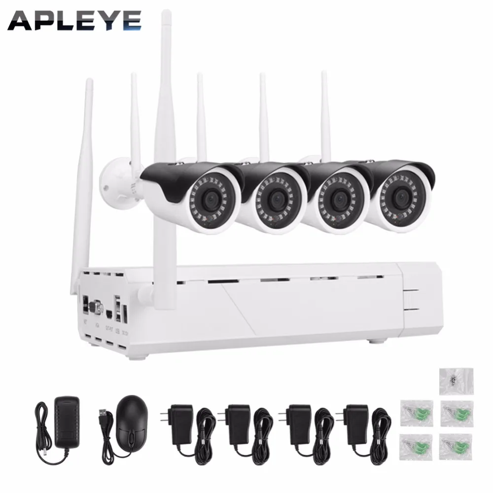 Apleye WI FI 4CH NVR комплект P2P 1080 P HD видео Беспроводной видеонаблюдения 720 IP Камера IR CUT