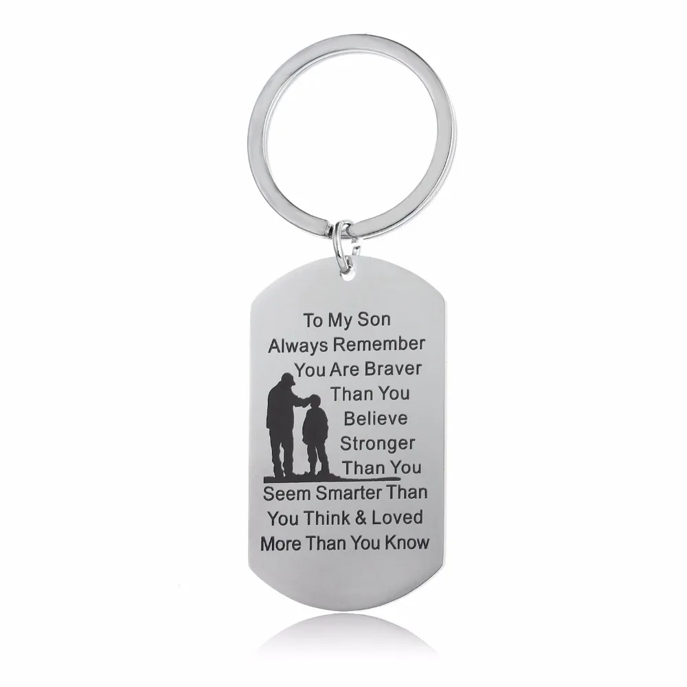 12PC/Lot Inspirational Son Keychain Gifts Family Daddy Dad Fathers Love Jewelry Key Chain Stainless Steel Dog Tag Charms Keyring
12PC/Lot Inspirational Son Keychain Gifts Family Daddy Dad Fathers Love Jewelry Key Chain Stainless Steel Dog Tag Charms Keyring