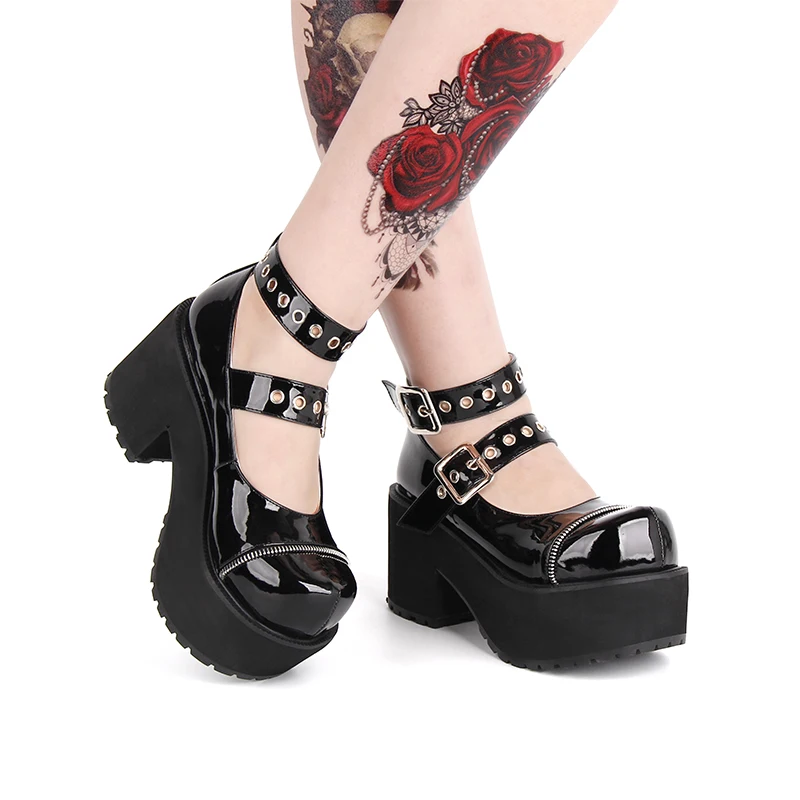 Princess sweet lolita shoes Spring custom Gothic wind high-heeled round-headed single-band punk chain queen shoes pu9893
Princess sweet lolita shoes Spring custom Gothic wind high-heeled round-headed single-band punk chain queen shoes pu9893