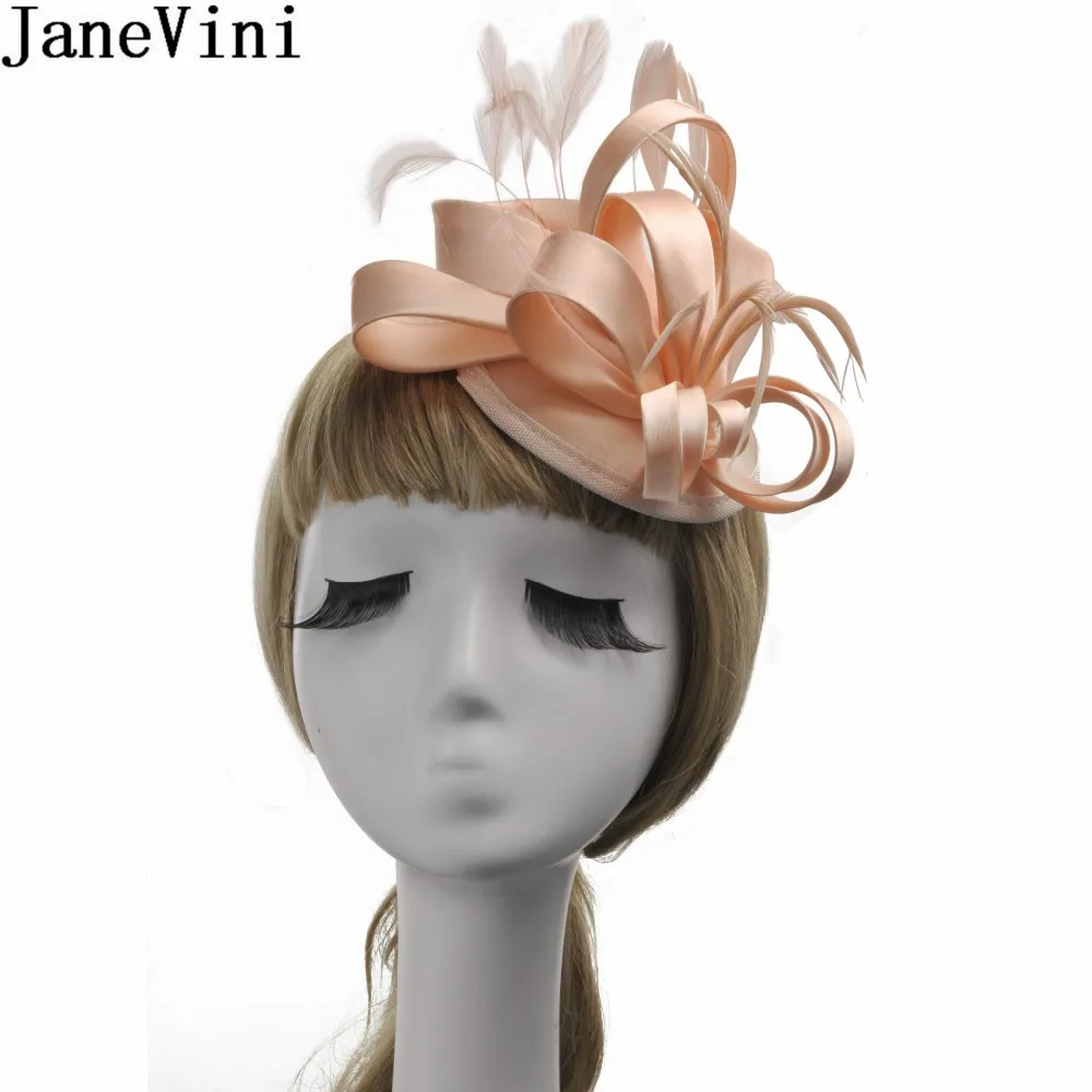 Фото Шикарная женская свадебная шляпа jaevini шляпка-вуалетка с перьями шляпка для
