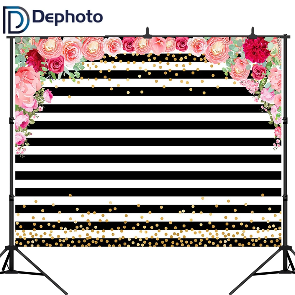 DePhoto Floral Black and White Stripe Birthday Party Wedding Decor Decorations Baby Shower Photography Backdrop Background
DePhoto Floral Black and White Stripe Birthday Party Wedding Decor Decorations Baby Shower Photography Backdrop Background
