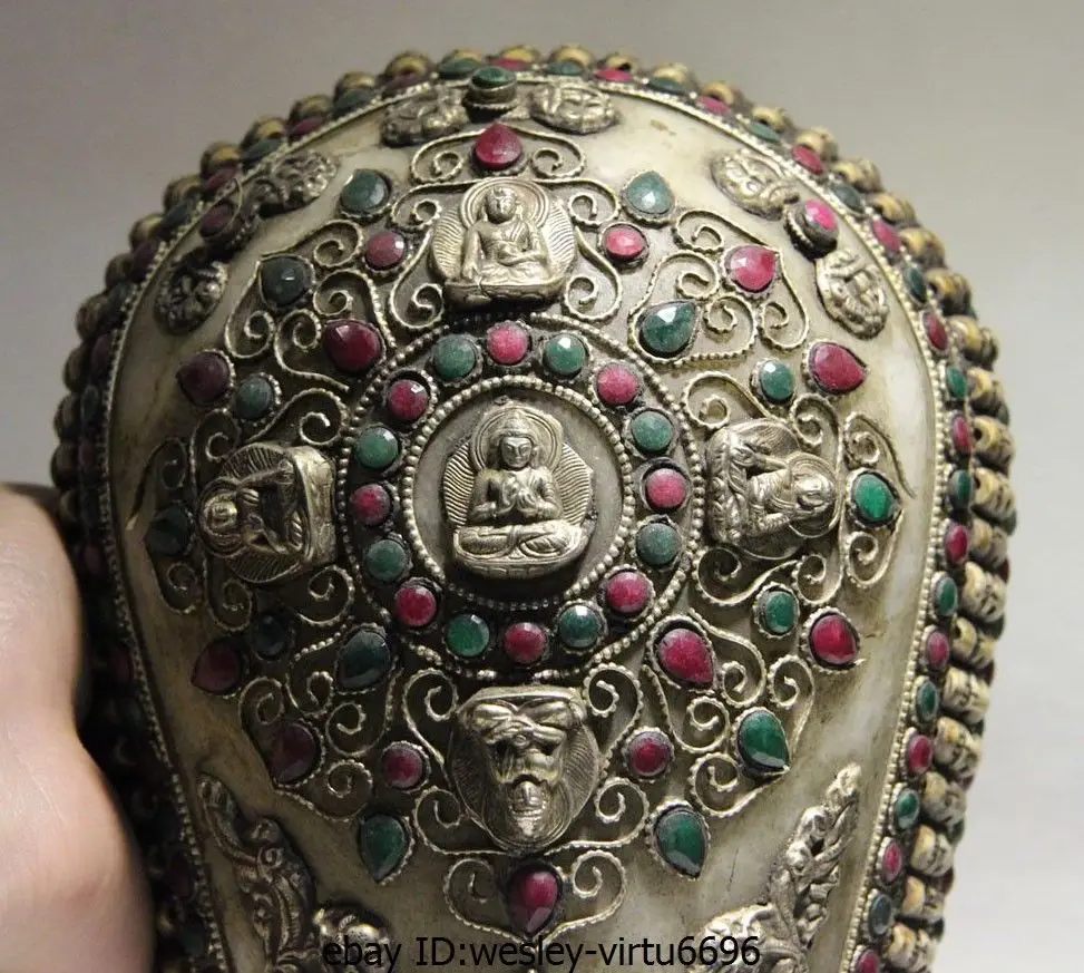 Тибетский буддизм Серебряный Кристалл инкрустация драгоценный камень Будда
