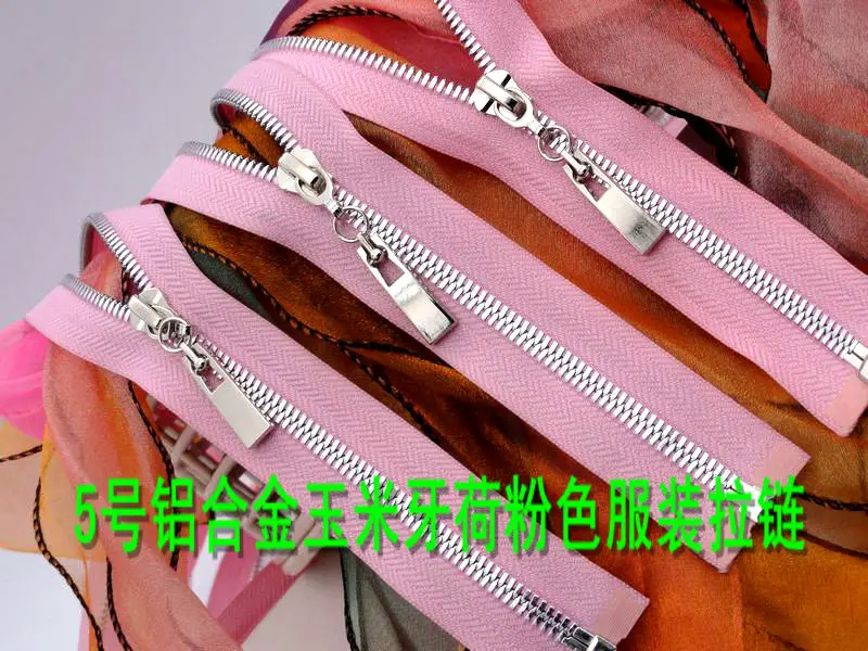 Металлические молнии 5 # блестящие серебристые с открытым концом/65 см/85 см/100