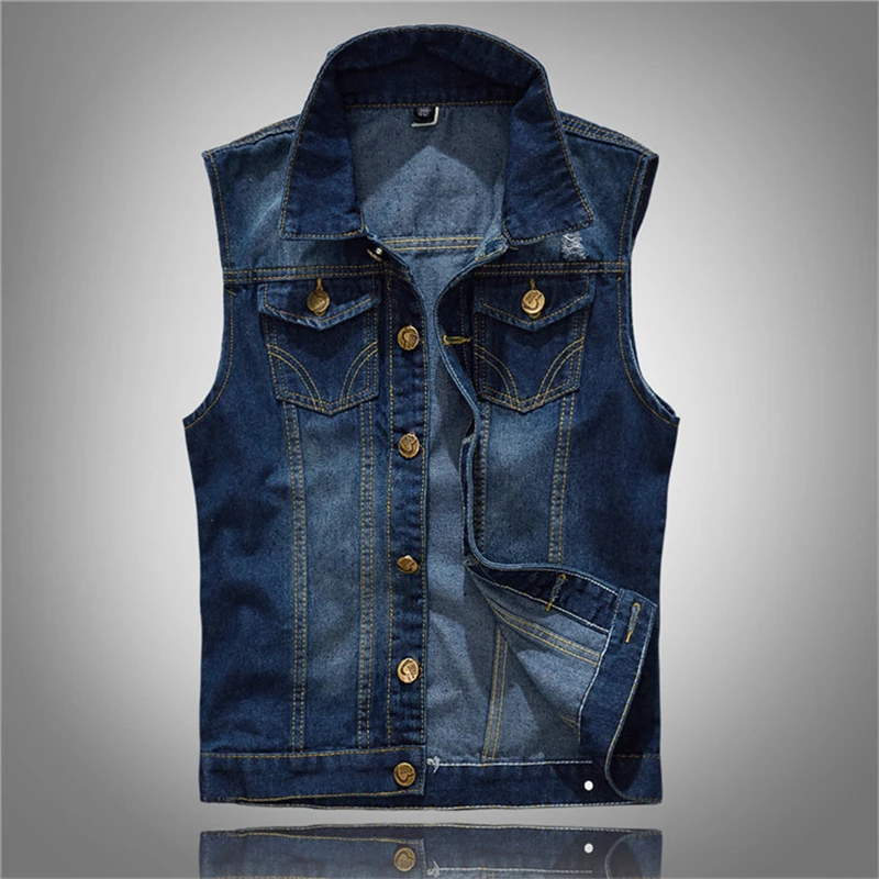 New high-grade cotton Jean Vest Men's Sleeveless Cowboy Waistcoat Denim Coat Ripped Slim Fit Male Casual Spring Autumn Jacket
New high-grade cotton Jean Vest Men's Sleeveless Cowboy Waistcoat Denim Coat Ripped Slim Fit Male Casual Spring Autumn Jacket