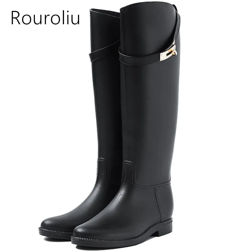 Rouroliu Women Rubber Rain Boots Motorcycle Knee-high Rainboot Waterproof Water Shoes Woman Wellies Boots TS132
Rouroliu Women Rubber Rain Boots Motorcycle Knee-high Rainboot Waterproof Water Shoes Woman Wellies Boots TS132