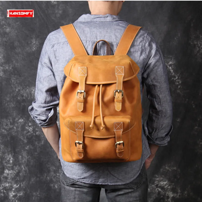Men's Backpack Travel Bag Laptop Backpacks Retro Original First Layer Leather Crazy Horse Leather Handmade Large Capacity Male
Men's Backpack Travel Bag Laptop Backpacks Retro Original First Layer Leather Crazy Horse Leather Handmade Large Capacity Male