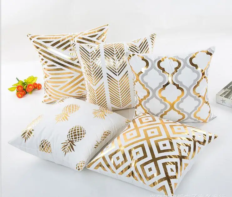 

Hot Stamping gold mattress coverings Geometry cotton polyester printed bohemian Life house Pillows cover decoration