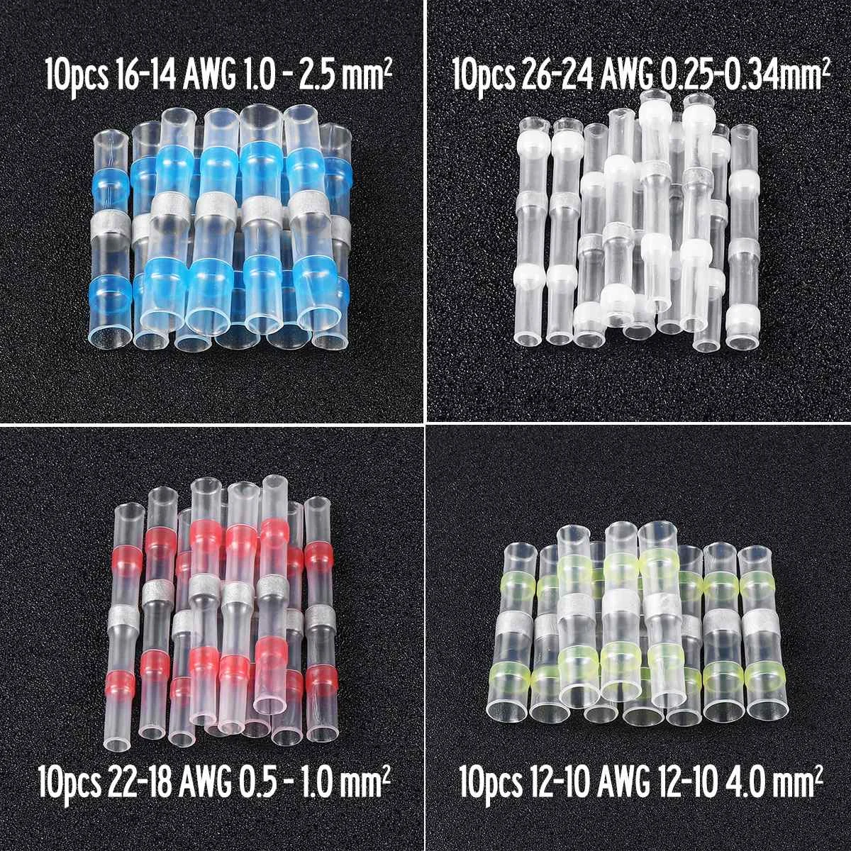 10pcs/Set Heat Shrink Wire Terminals Connector Waterproof Solder Sleeve Set Kit Shrinkage Solder Sleeve Tube Mixed Colors Butt
10pcs/Set Heat Shrink Wire Terminals Connector Waterproof Solder Sleeve Set Kit Shrinkage Solder Sleeve Tube Mixed Colors Butt