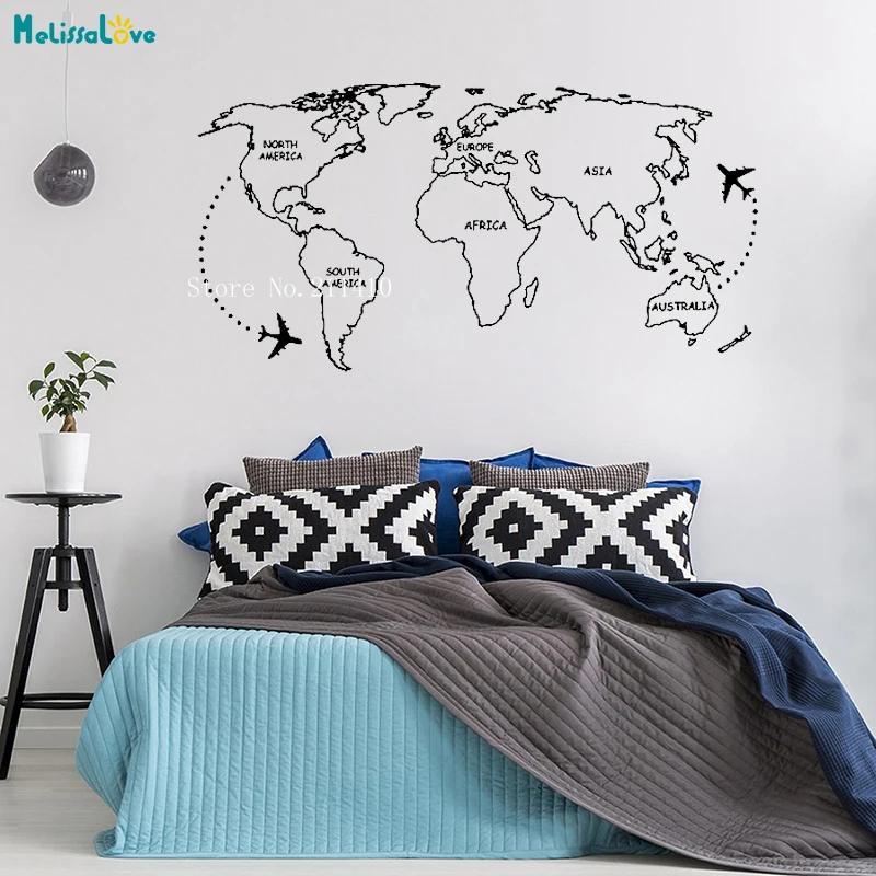 Outlines World Map Wall Sticker Continents Airplane and English Simple Notes Decals Decor Living Room Removable Art Murals YT744
Outlines World Map Wall Sticker Continents Airplane and English Simple Notes Decals Decor Living Room Removable Art Murals YT744