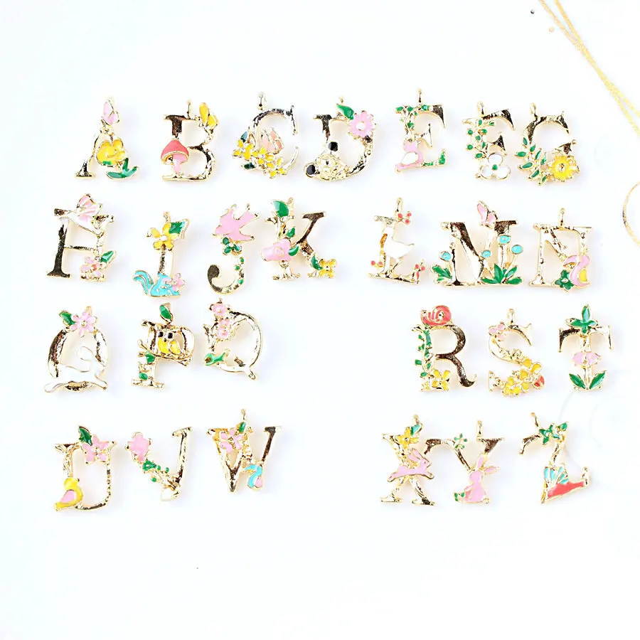 52PCS Fashion Floral Oil Drop Alphabet Letter A-Z Alloy Pendants Gold Tone Metal Enamel Flower Initial DIY Necklace Pendant
52PCS Fashion Floral Oil Drop Alphabet Letter A-Z Alloy Pendants Gold Tone Metal Enamel Flower Initial DIY Necklace Pendant