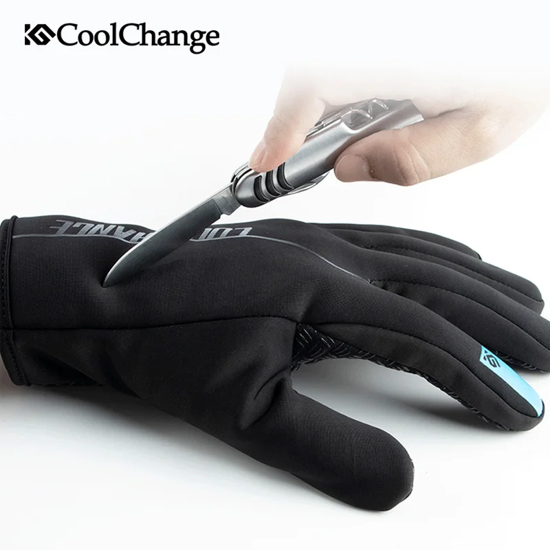 Зимние велосипедные перчатки CoolChange теплые ветрозащитные с закрытыми пальцами